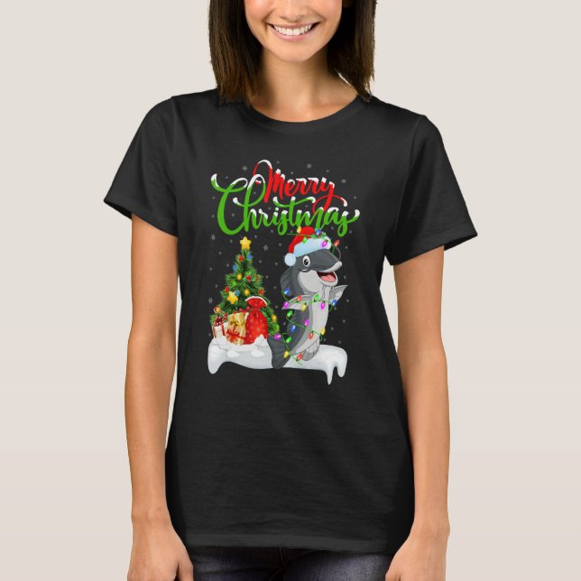 Catfish   Xmas Decorations Santa Catfish Christmas T Shirt (Framsida)