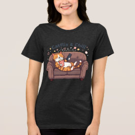 Catflix and Chill Funny Cat Art T Shirt