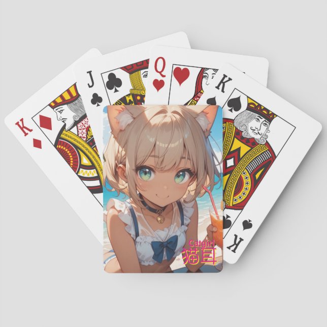  catgirl　猫耳娘の夏　クラシックトランプ casinokort (Baksidan)
