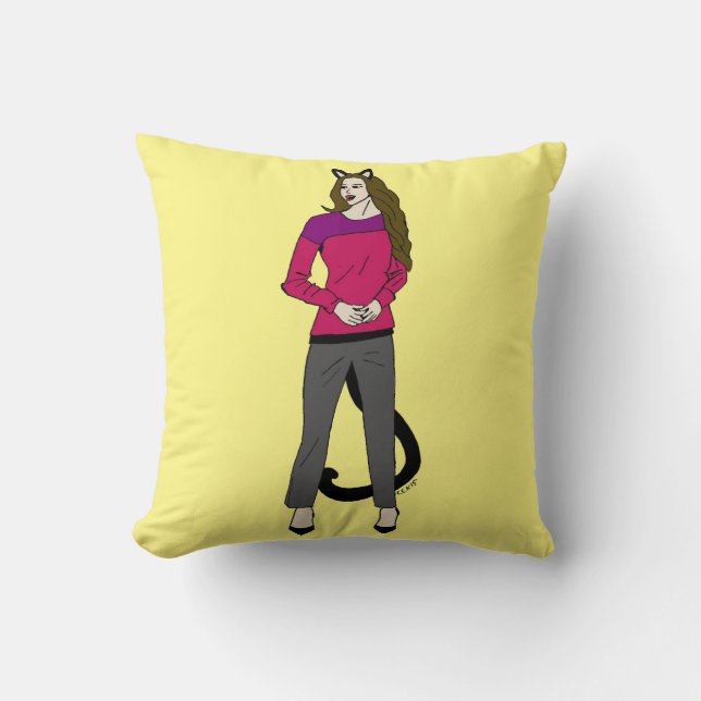 catgirl dekorativ kudde (Framsida)