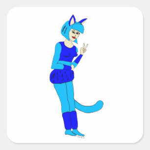 catgirl fyrkantigt klistermärke
