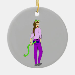 catgirl julgransprydnad keramik
