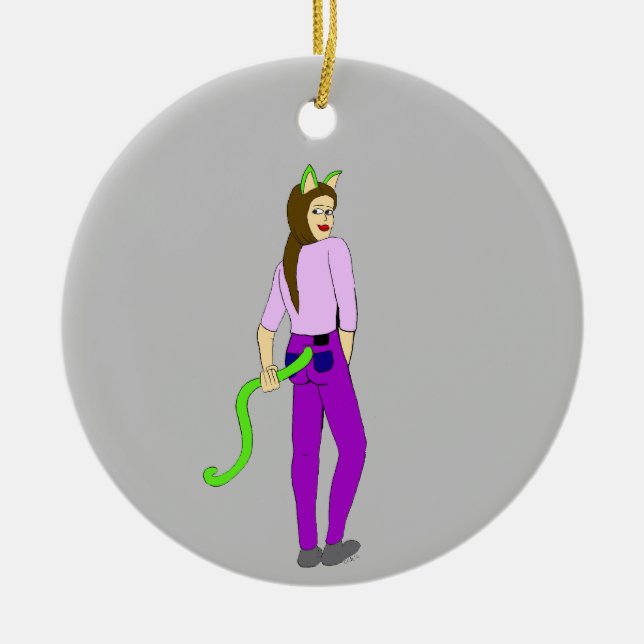 catgirl julgransprydnad keramik (Framsidan)