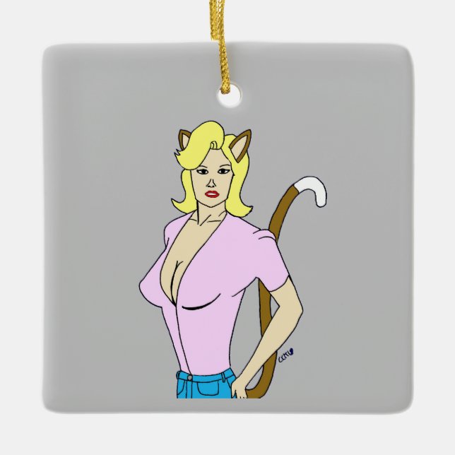 catgirl julgransprydnad keramik (Framsida)