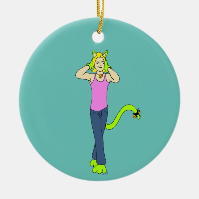 catgirl julgransprydnad keramik (Framsidan)