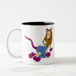 catgirl Två-Tonad mugg