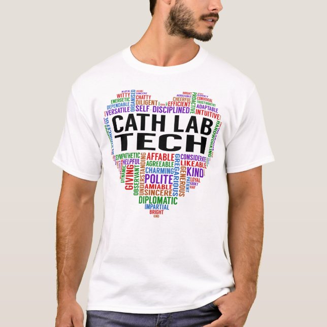 Cath Lab Tech Heart T Shirt (Framsida)