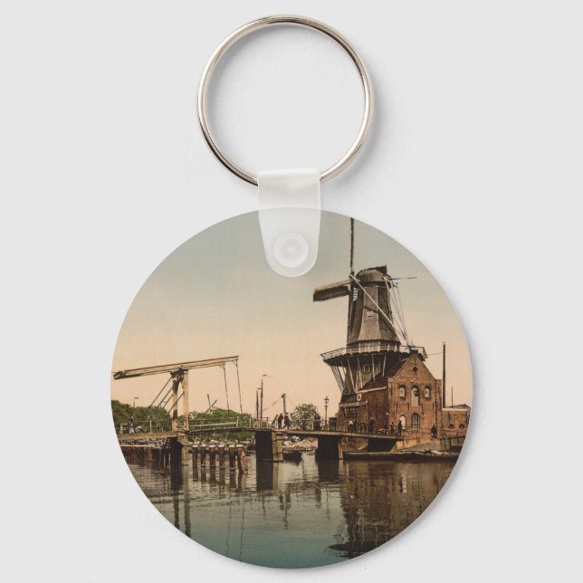 Catharine Bridge and Kvarn, Haarlem, Nederländerna Nyckelring (Framsida)