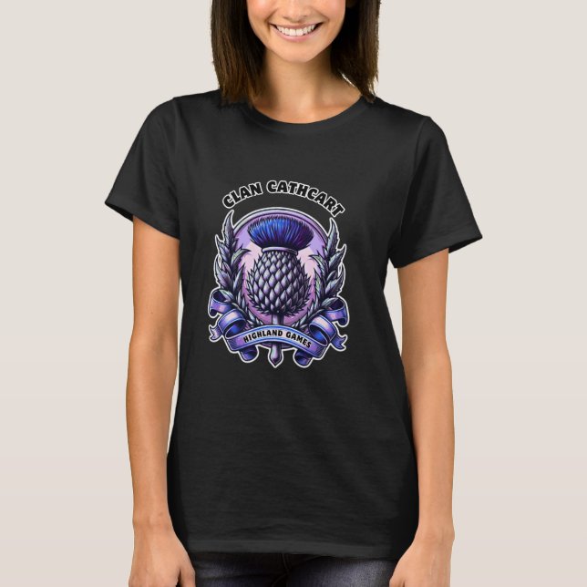 Cathcart Clan Scottish Thistle Gaeliska spel T Shirt (Framsida)