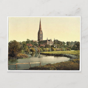 Cathedral, från floden, Salisbury, Englands sällsy Vykort