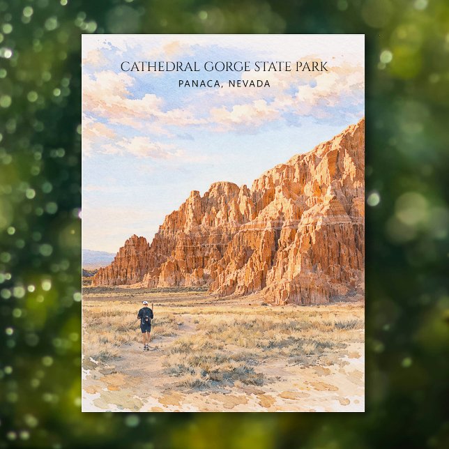 Cathedral Gorge Nevada Akvarell Äventyrsresor Helg Vykort (Cathedral Gorge Nevada Watercolor Adventure Travel Holiday Postcard)