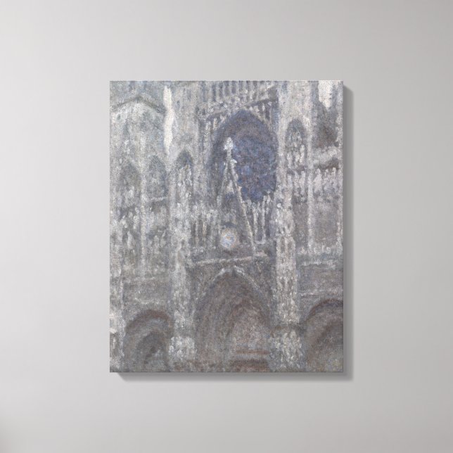 Cathedral in Rouen Portal Grått Weather by Monet Canvastryck (Framsida)