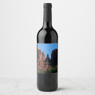 Cathedral Rock i Sedona Arizona Monument Vinflaska Etikett