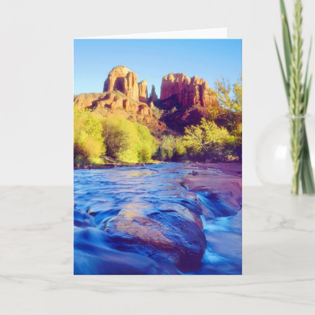 Cathedral Rock reflekterande i Oak Creek, Arizona Kort (Framsida)