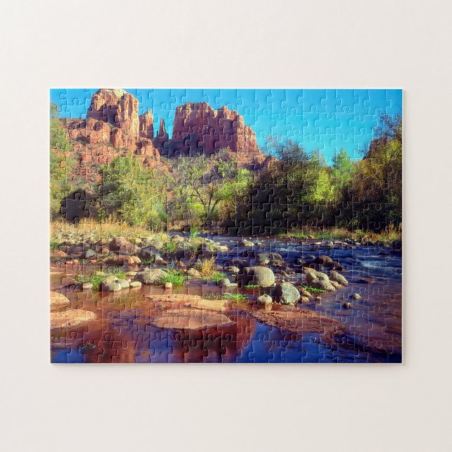 Cathedral Rock speglas i Oak Creek Pussel (Horisontell)