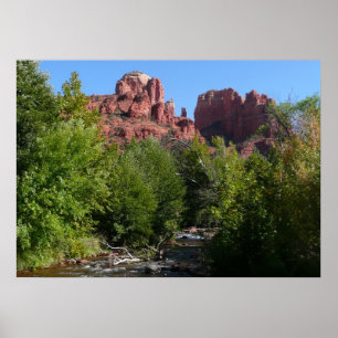 Cathedral Sten och Stream i Sedona Arizona Poster