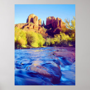 Cathedral Sten som reflekterar i Oak Bäck, Arizona Poster