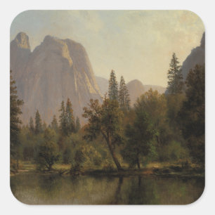 Cathedral Sten, Yosemite Valley Albert Bierstadt Fyrkantigt Klistermärke