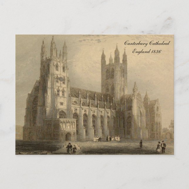 Cathedrals of England Series: Canterbury 1836 Vykort (Framsida)