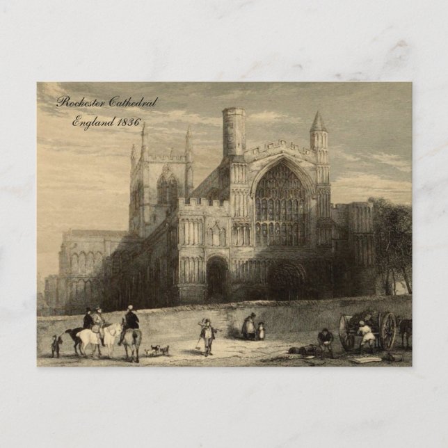 Cathedrals of England Series: Rochester 1836 Vykort (Framsida)