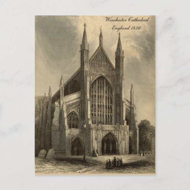Cathedrals of England Series: Winchester 1836 Vykort (Framsida)