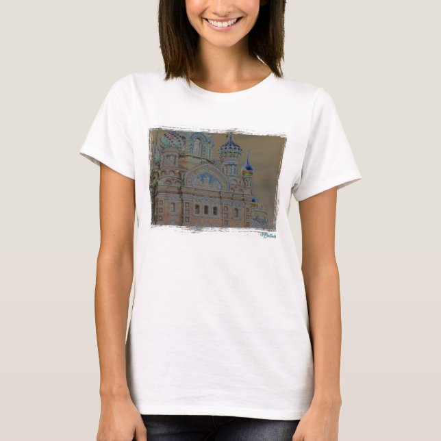 Cathendral St Petersburg, ryss Tee Shirt (Framsida)
