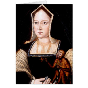 Catherine av Aragon med apan Hälsningskort