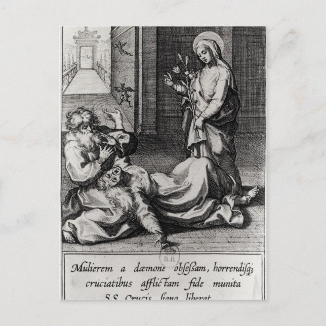 Catherine Exorcizing a Demon från en kvinna Vykort (Framsida)