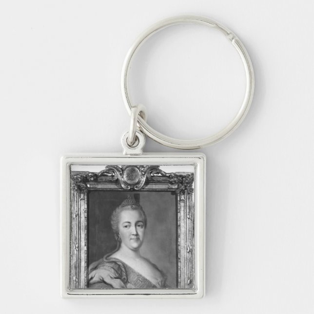 Catherine II Fyrkantig Silverfärgad Nyckelring (Framsidan)