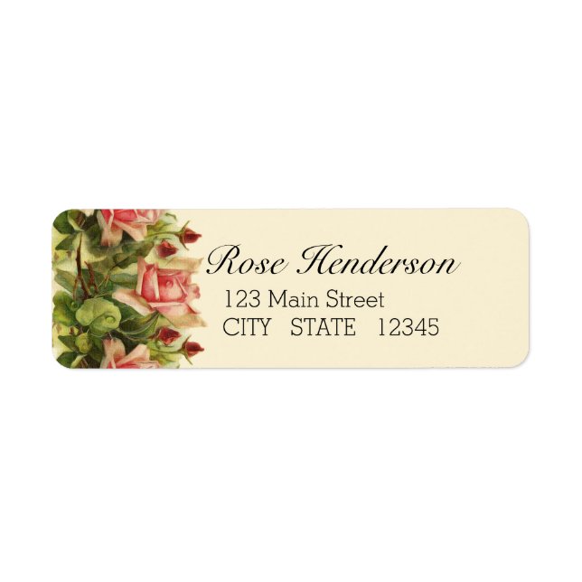 Catherine Klein Apricot Rosa ros Returadress Etikett (Framsidan)