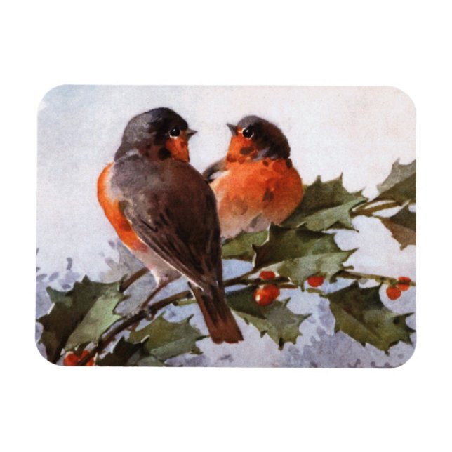 Catherine Klein: Robins on Holly Magnet (Horisontell)