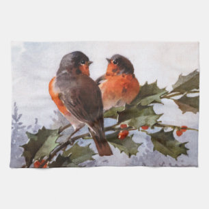 Catherine Klein: Robins på järnek Kökshandduk