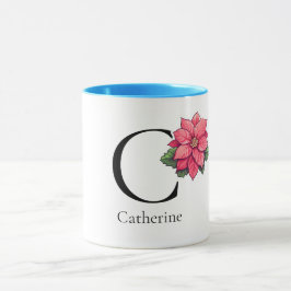 Catherine minimalist Mongram mugg med blomma