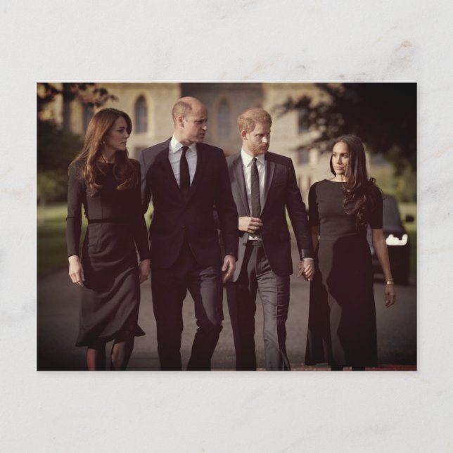 Catherine William Harry Meghan Long Walk 2022 Vykort (Framsida)