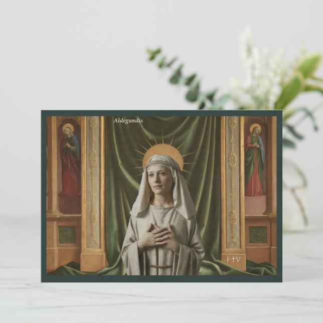 Catholic Art Holy Card | Saint Aldegundis Inbjudningar (Stående Fram)