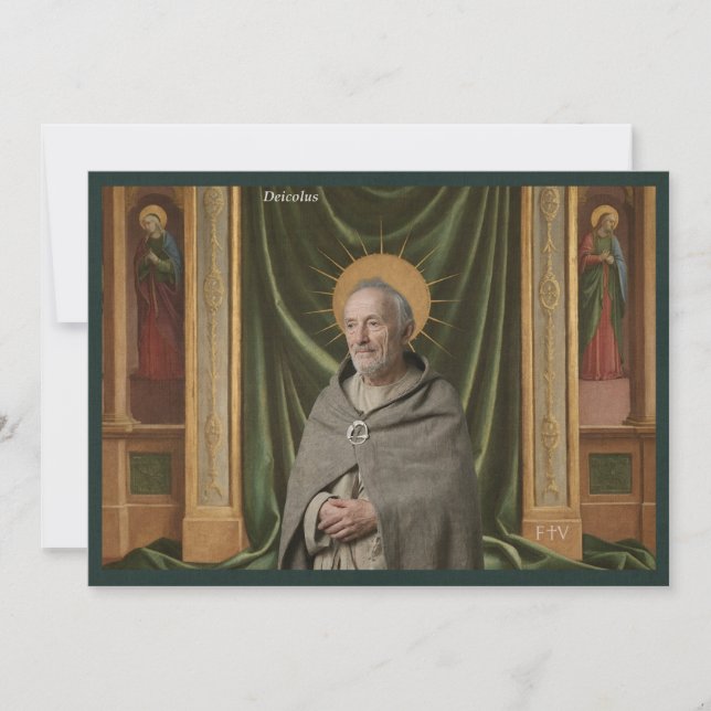 Catholic Art Holy Card | Saint Deicolus of Lure Inbjudningar (Framsida)