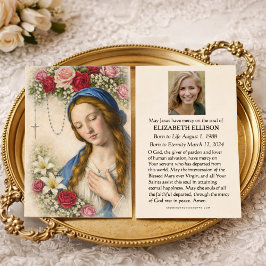 Catholic Blessed Mary Madonna Funeral Memorial Visitkort