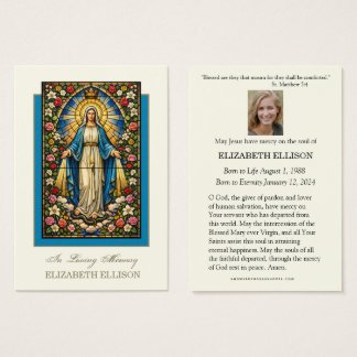 Catholic Blessed Mother Mary Funeral Prayer Card Visitkort