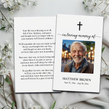 Catholic Christian Funeral Memorial Prayer Card