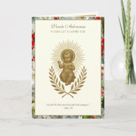 Catholic Christmas Baby Jesus Poinsettia Helgkort