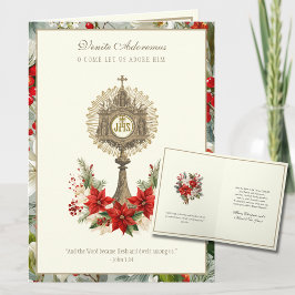 Catholic Christmas Eucharist Poinsettia Floral Helgkort