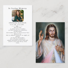 Catholic Divine Mercy Jesus Funeral Prayer Card Visitkort