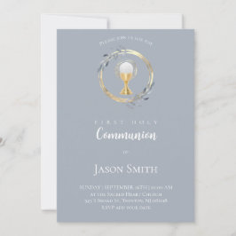 catholic first communion gold circle inbjudningar