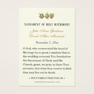 Catholic Floral Gold Wedding Holy Card Visitkort
