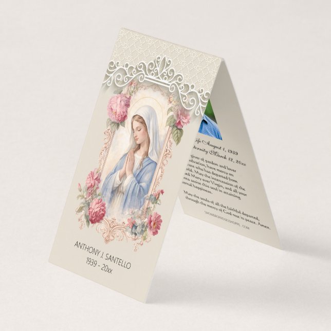 Catholic Funeral Virgin Mary Prayer Holy Card Visitkort (Framsida)