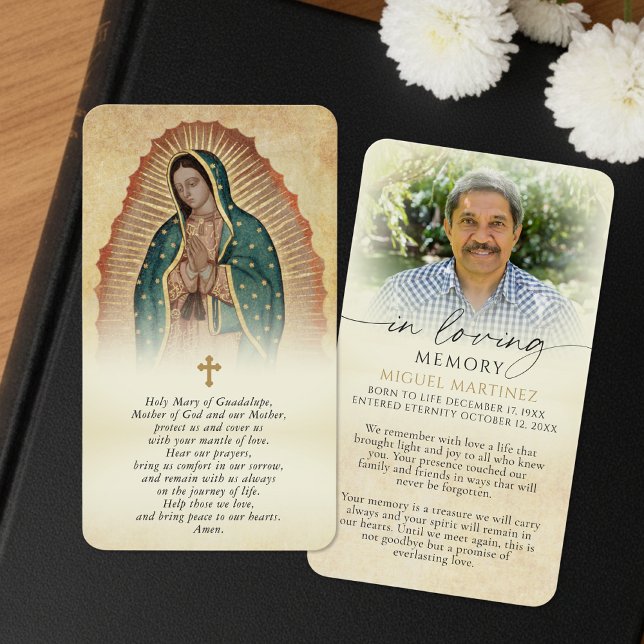 Catholic Guadalupe Memorial Prayer Cards Visitkort (Skapare uppladdad)