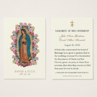 Catholic Guadalupe Roses Wedding Prayer Visitkort