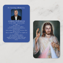 Catholic Jesus Divine Mercy Blue Prayer Card Visitkort