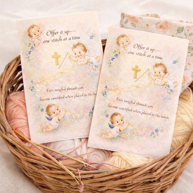 Catholic Knitter, Homemaker Embroidery Sewing Vykort (Skapare uppladdad)