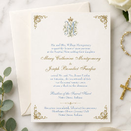 Catholic Marian Monogram Nuptial Mass Wedding Inbjudningar